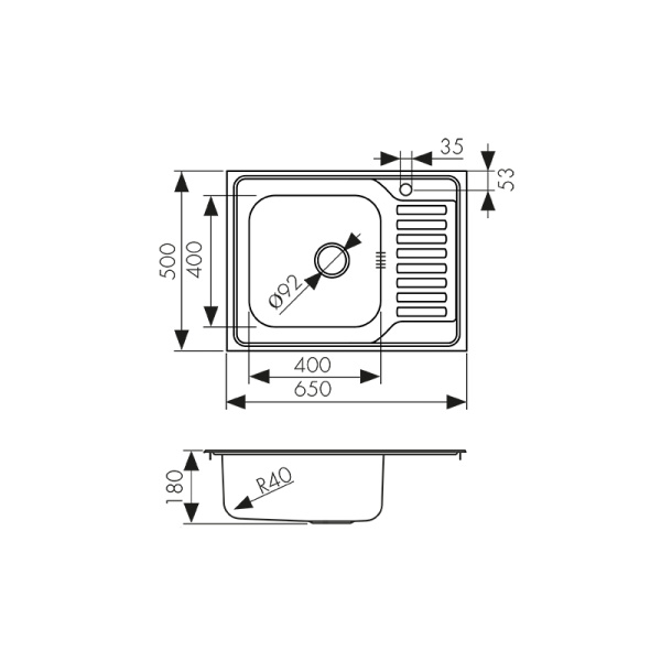 KSS-6550L Мойка из нержавеющей стали KAISER 650x500*180